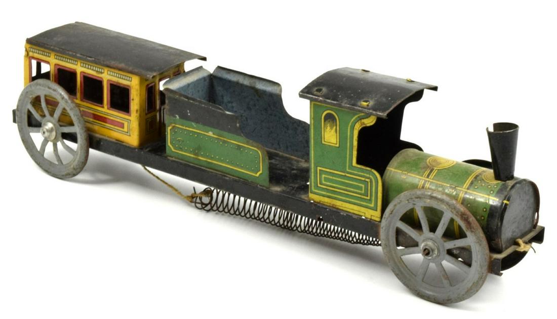 Rare Antique c.1800's Tin Litho Train Toy Manually wind Up (1 of 4)