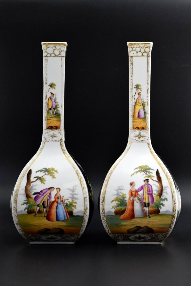 Pair Antique Hand Painted Porcelain Vases (1 of 8)