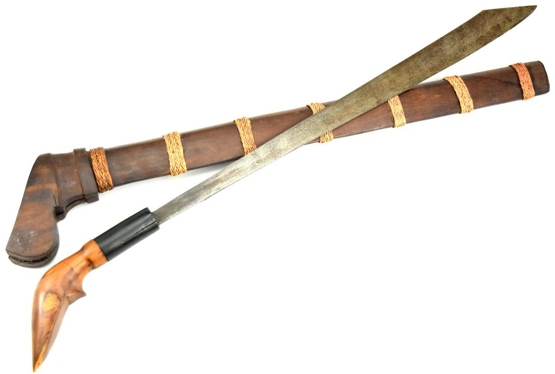 19th C. Sumatra, Aceh Indonesian Sword w Scabbard (1 of 17)