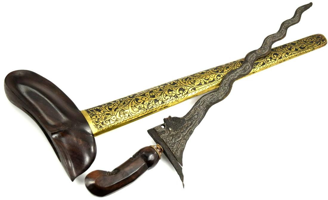 VERY GOOD INDONESIAN YOGYAKARTA JAVA KERIS, DAMASCUS BLADE (1 of 14)