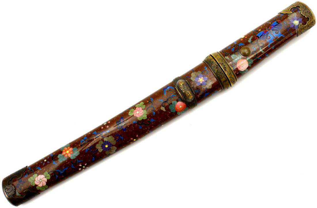 Fine 19th C. Japanese AIKUCHI Dagger in Beautiful Cloisonne Enamel Mounts. Strong Signed Koto era (1 of 20)