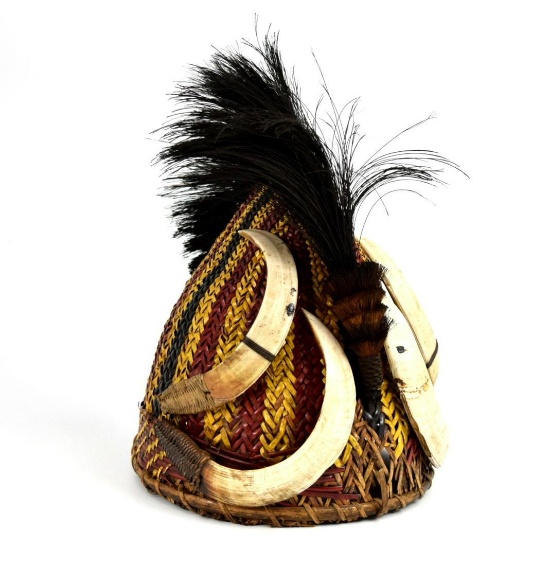 Rare 19th C. Indonesian Borneo DAYAK Headhunter's Hat Helmet. (0254