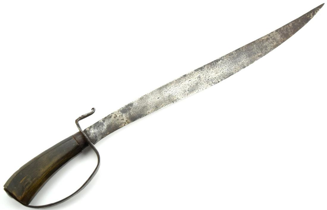 Late 19th C. Indonesian GOLOK Sword with Massive Horn Grip & Iron D-guard. (1 of 15)