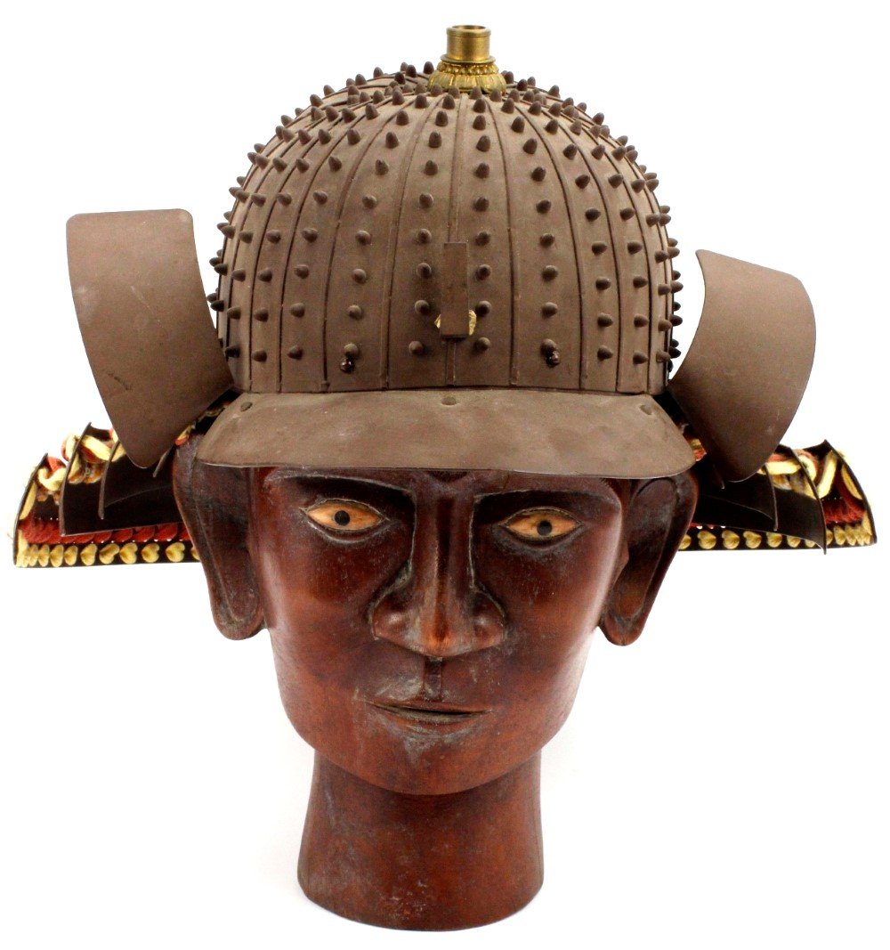 Highly Presentable Vintage Japanese Samurai KABUTO Helmet Copy in Brown Lacquer, Needs Nice Kaedate (1 of 16)