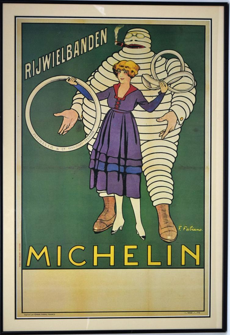 RARE ORIGINAL ANTIQUE POSTER MICHELIN MAN BICYCLE TIRES ICONIC BIBENDUM