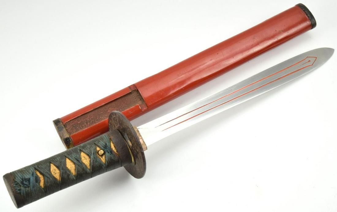 Excellent Japanese Yari Point Tanto Dagger Knife ~ Edo Period Blade: Japanese Yari Point Tanto Dagger. Edo Period Blade. Excellent mounts. Total length (inside scabbard if present) : 17 1/2", Blade length : 10 1/8". ~ . Detailed condition reports are not included in th