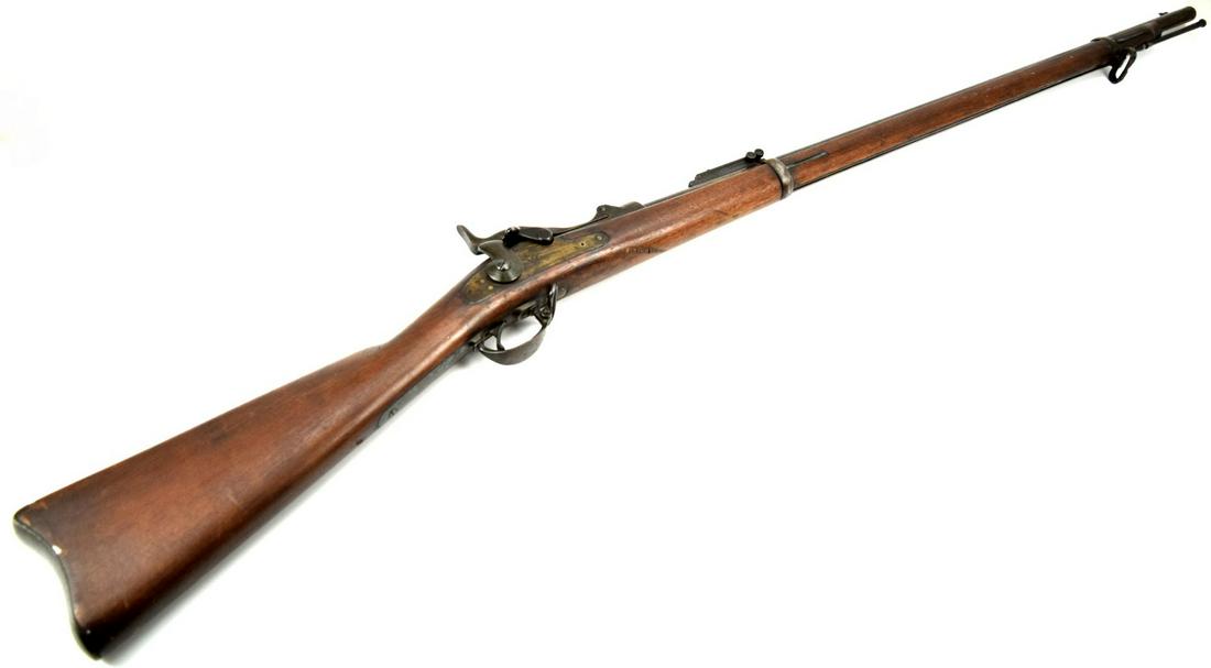 Civil War Springfield U.S. Rifle Musket: Springfield Rifle Musket was the standard issue infantry arm used throughout the Civil War. A soldier attached an infantry cap badge to the stock of this particular rifle. Originally made by the Sprin