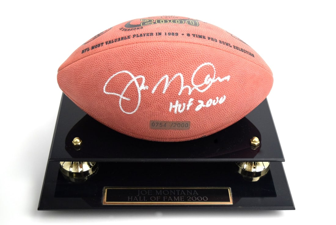 Joe Montana Signed Official Wilson NFL Football Inscribed (1 of 8)