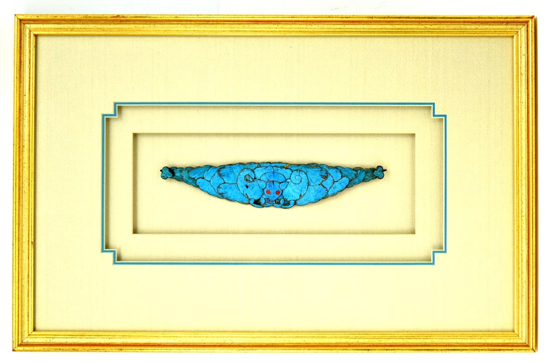 Exclusive Tian-Tsui Large Antique Chinese Kingfisher Bat Pin (1 of 6)