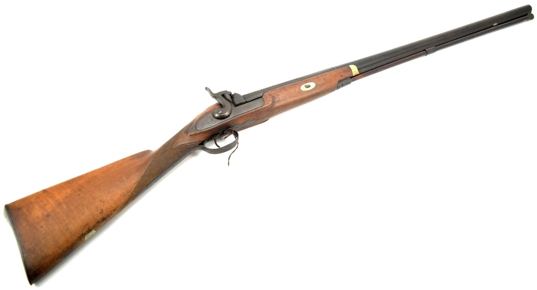 1860s British Perkins Percussion Rifle: 1860s British Perkins Percussion Rifle. Total length: 49". ~~. Detailed condition reports are not included in this catalog. For additional information, including condition reports, please contact us a