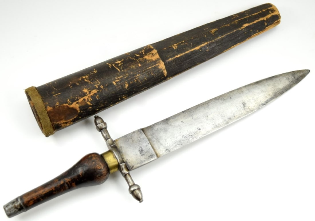 LARGE 18TH C. AMERICAN REVOLUTION PLUG BAYONET FIGHTING KNIFE W STRONG BLADE (1 of 16)