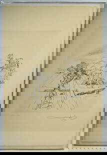 Original Salvador Dali "Gradiva" (A Surrealist Sunday) Hand Signed Engraving: Original Salvador Dali 1964 "Gradiva" (A Surrealist Sunday) hand signed engraving (heliogravure resumed with dry point). Limited edition 120/120. Accompanied with COA from Masterpiece Appraisals from