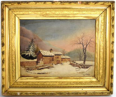 Attributed American Winslow Homer Oil On Canvas Painting: Fine antique oil on canvas painting attributed to well listed American artist Winslow Holmer ( 1836-1910). Signed and dated 1863 right bottom corner. Beautiful gilded period frame.Winslow Homer is rec