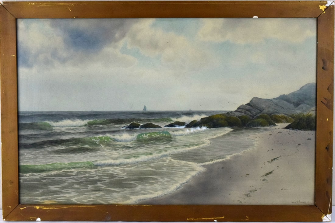 American George Howell Gay Seascape Watercolor Painting (1 of 5)