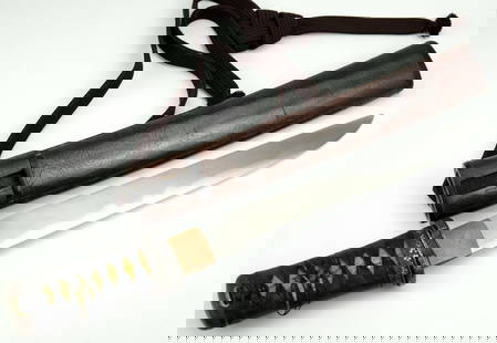 Nice 17th Century Japanese Tanto Knife Dagger: Shinto tanto, 8 inch length of cutting edge, mumei unsigned, ca. 1600?s, doranba hamon, in nice samurai style koshirae. Total length (inside scabbard if present) : 13 1/8".~~. Detailed condition repor