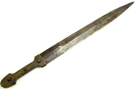 19th Century Caucasian Kindjal Dagger: Total length: 21 1/8", Blade length : 15 5/8". ~~. Detailed condition reports are not included in this catalog. For additional information, including condition reports, please contact us at info@sofed