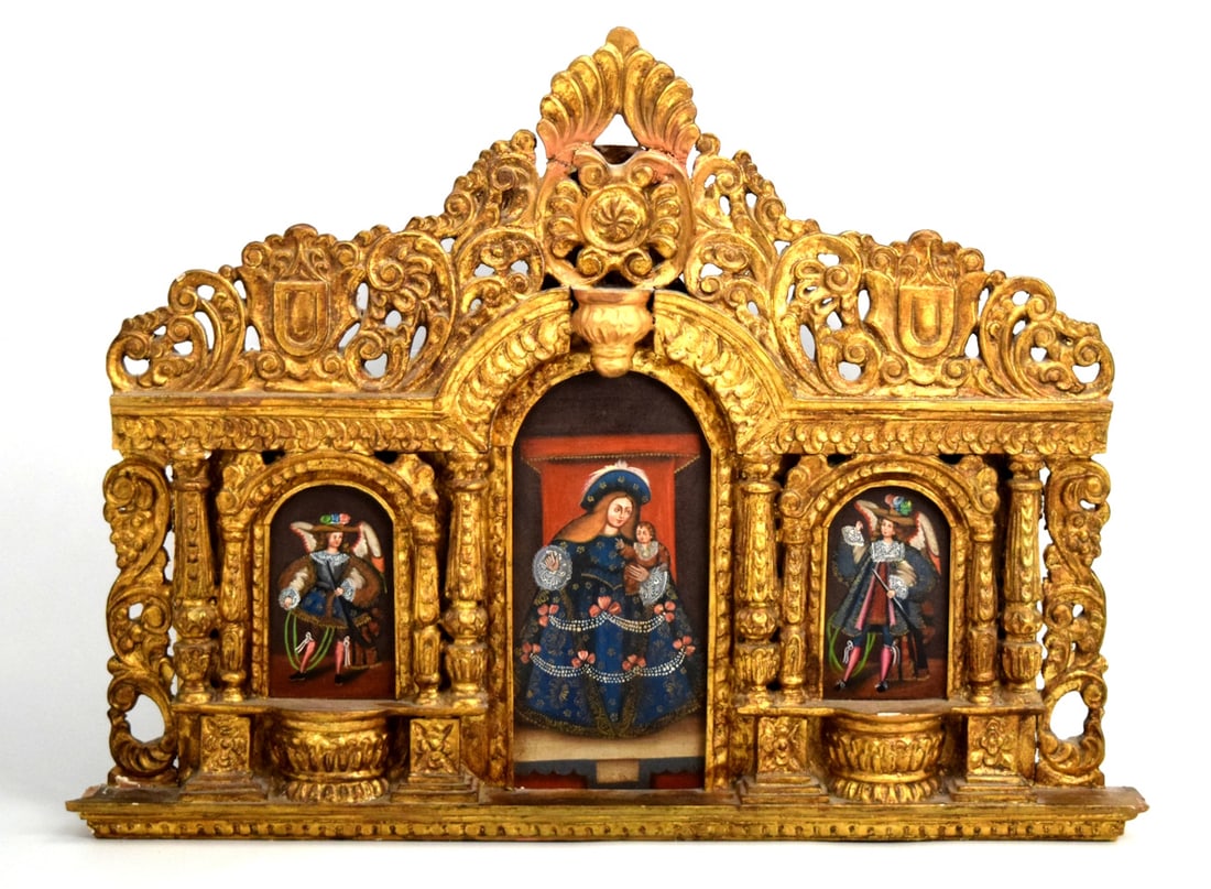 Religious Mexican Painting Madonna Archangel Raphael (1 of 7)