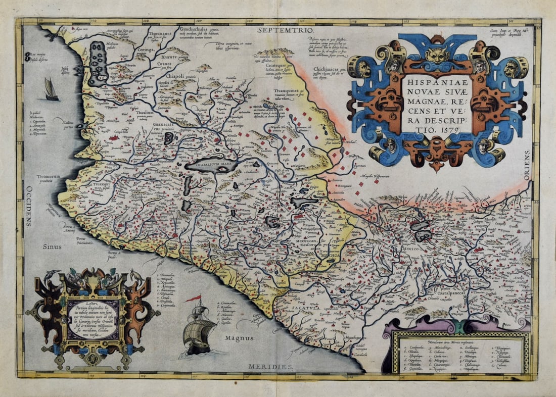 Very Rare Mexico Nova Hispania 1579 Hand Colored Map (1 of 13)