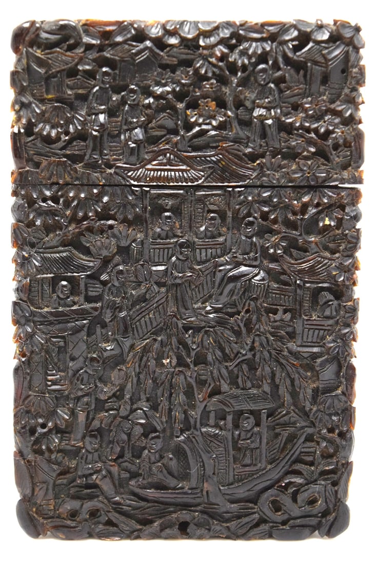 Rare Chinese Tortoise Shell Card Case 19th Century Provenance (1 of 12)