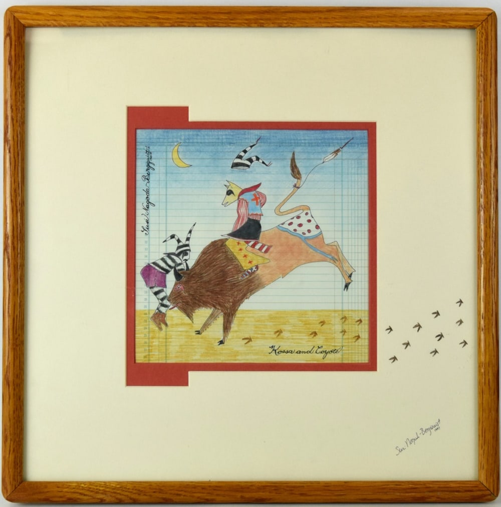 American Susi Nagoda Kossa and Coyote Color Pencil Drawing (1 of 7)