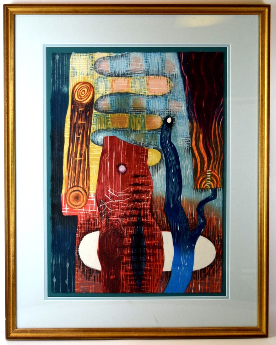 American Karen Kunc (Born 1952) Abstract Woodcut Print (1 of 4)