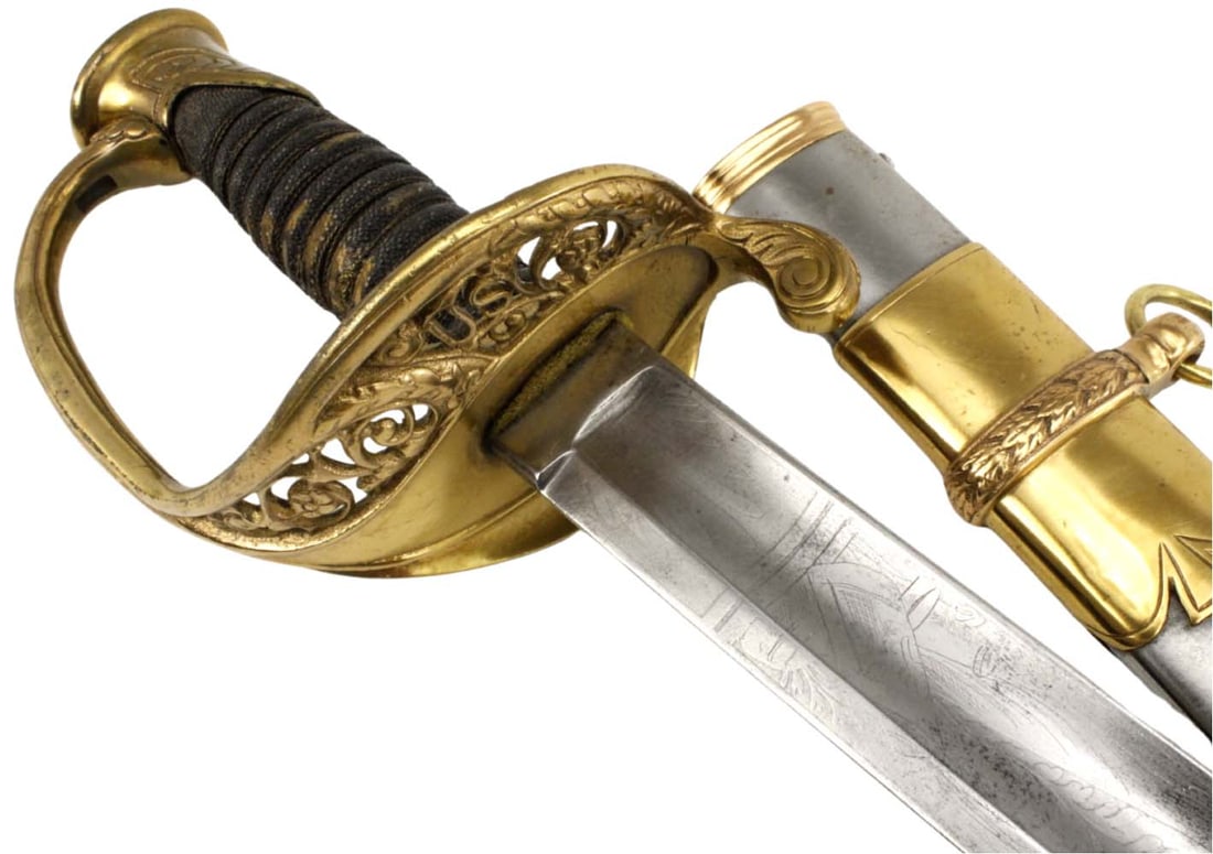 Unusual American Civil War era M-1850 Staff & Field Officer's Sword with Small-lettered US to the Gu (1 of 19)