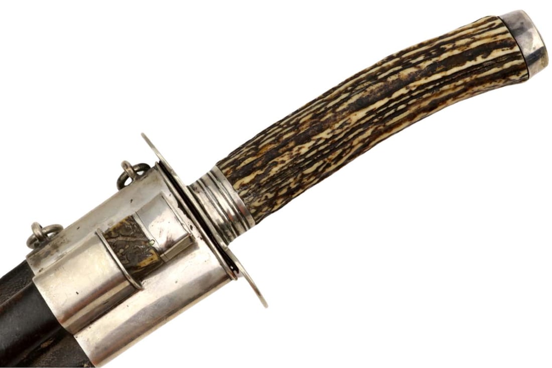 Very Fine 19th C. English Silver mounted Hunting Bowie Knife Dagger by (1 of 19)