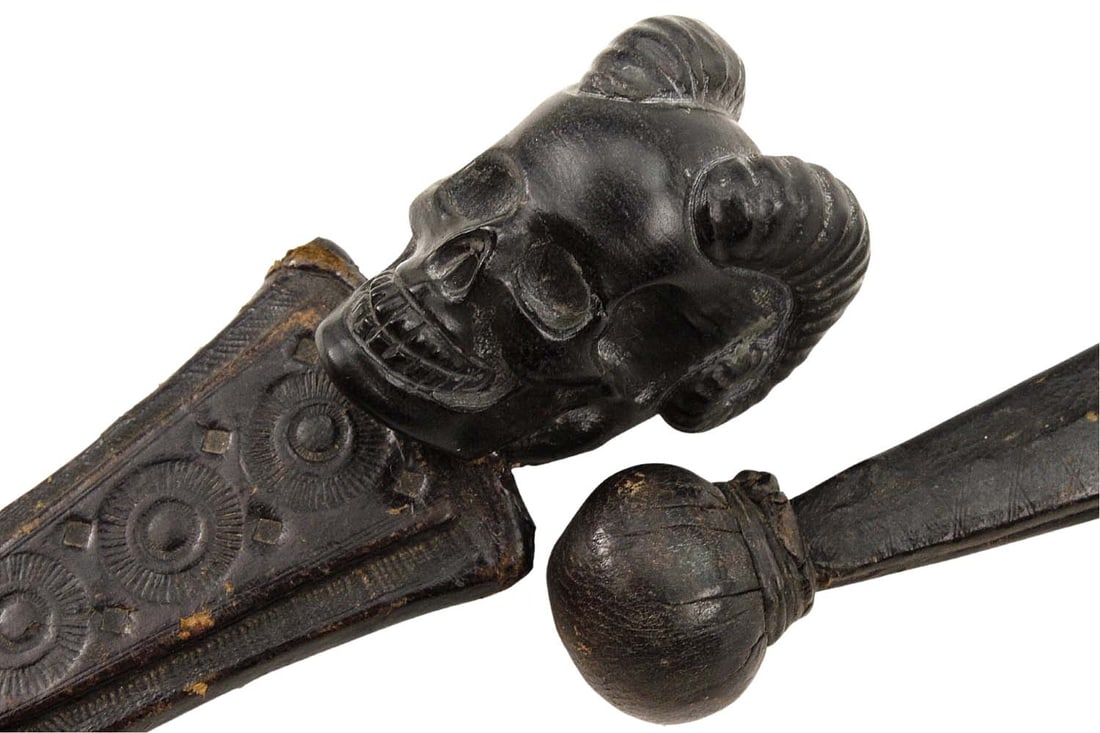 Wicked Antique Satanic Occult Ritual Dagger with Large Horned Skull Pommel Representing the devil he (1 of 18)