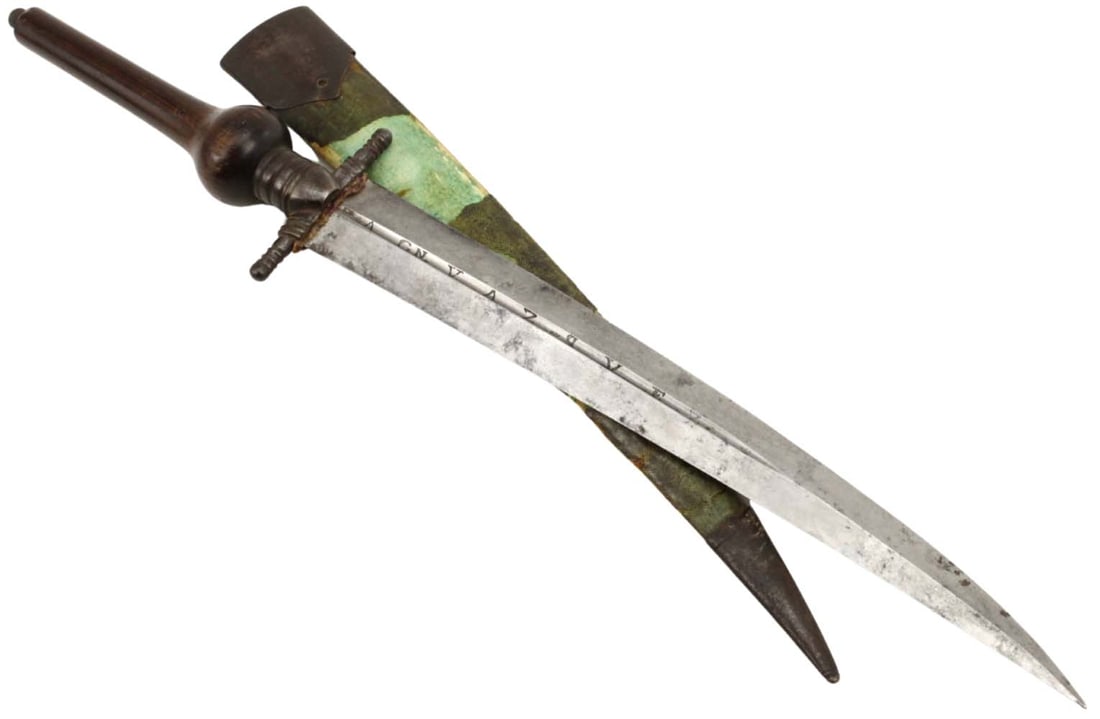 Rare 1789 Dated Spanish Toledo Plug Bayonet Dagger with Curved Double-edged Blade Inscribed Inside t (1 of 20)