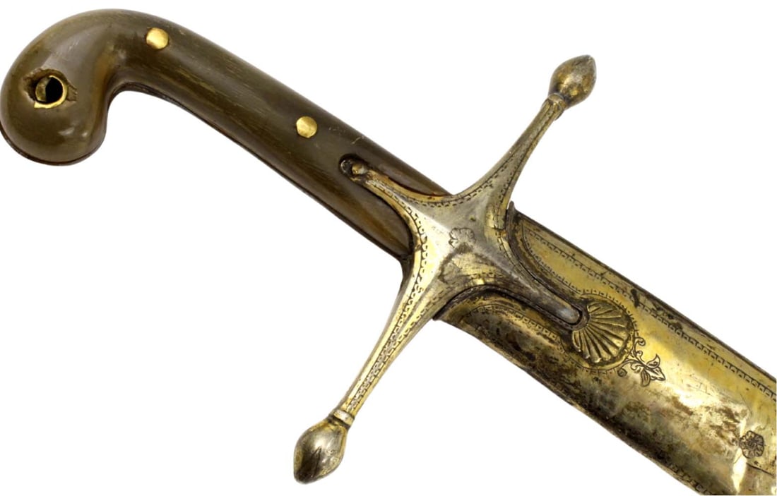 Very Good 18th-19th C. Ottoman Turkish SHAMSHIR Sword with Gold Gilt Silver Mounts Hallmarked with I (1 of 19)