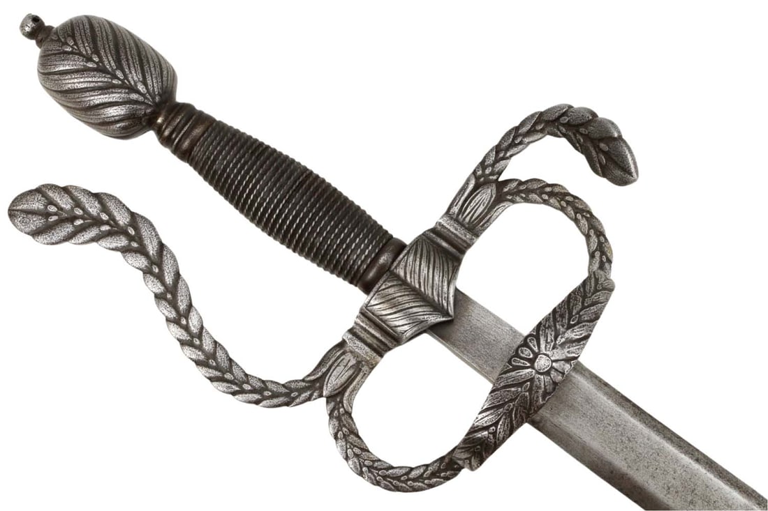 Very Nice Continental Rapier Sword, Probably Spanish or French, with Lovely Chiseled Steel Hilt Moun (1 of 20)