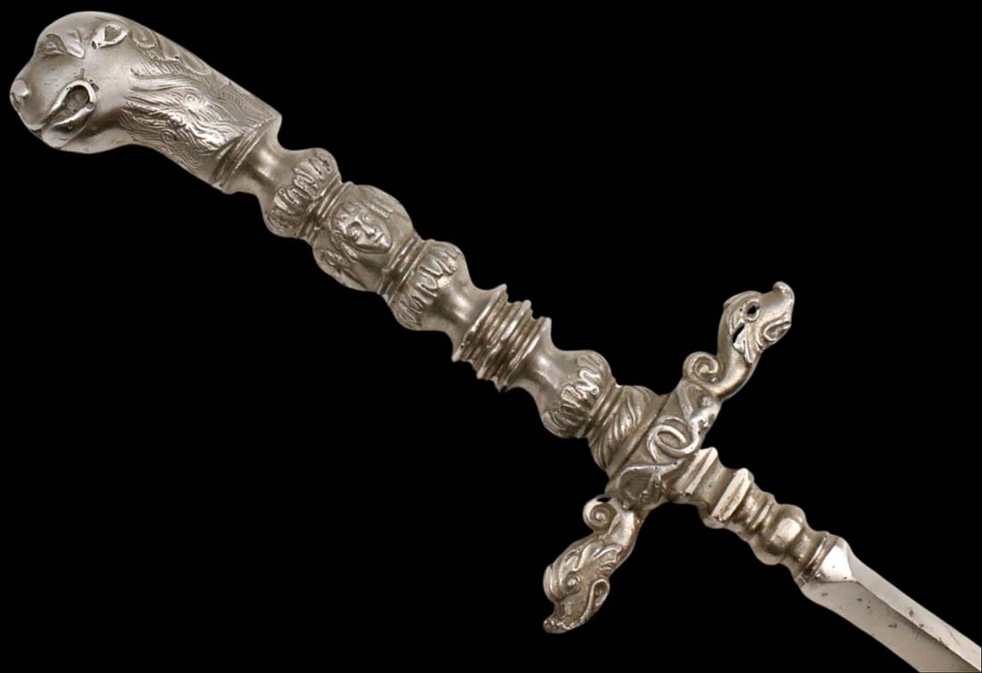 Beautiful Italian Stiletto Dagger of 17th C. Style with Fine Chiseled Figural Hilt and Vicious Thrus (1 of 15)