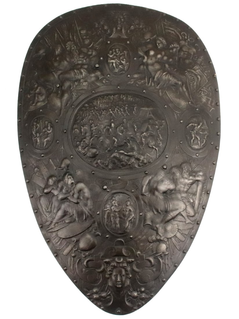 Exquisite Antique Copy in Iron of the 16th C. French King Henry II Parade Armor Shield. Wonderful Ar (1 of 19)