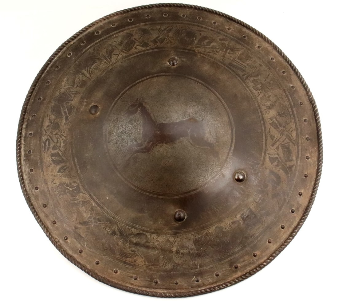 Interesting Antique Italian Steel Shield of Medieval or Renaissance era Style, Inscribed & Dated 187 (1 of 20)