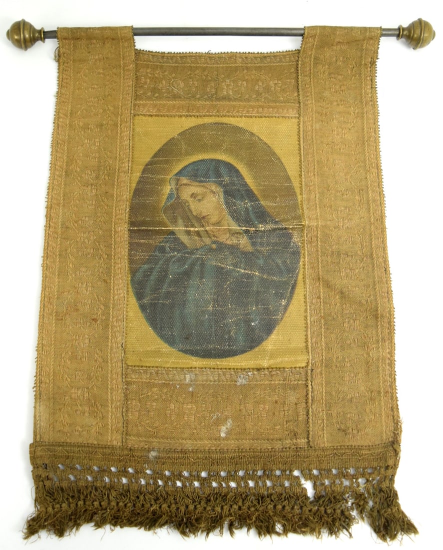19th Century Italian Religious Banner Ave Maria (1 of 6)