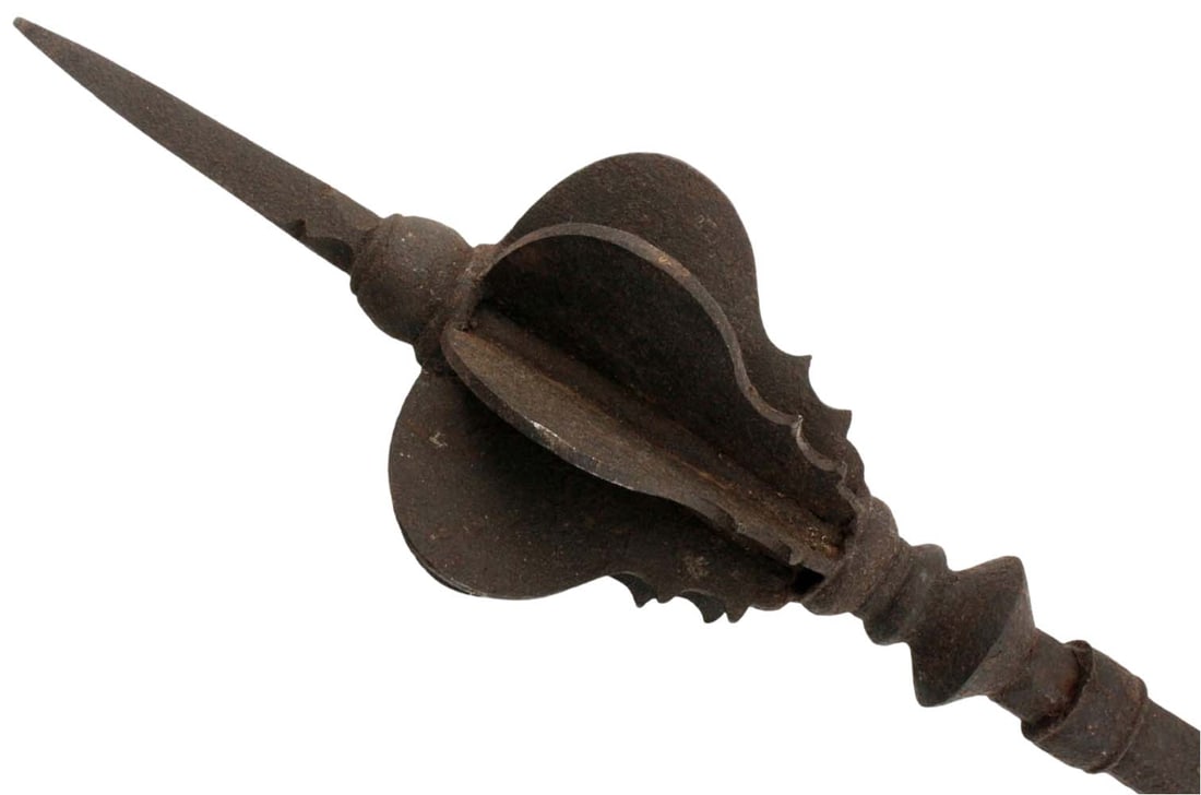 Very Good 17th-18th C. Mughal Indian SHISHPAR Flanger Iron Battle Mace with KHANDA Sword Hilt. A (1 of 20)
