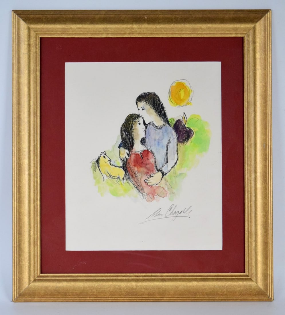 Marc Chagall Lovers Original Ink And Wash (1 of 9)