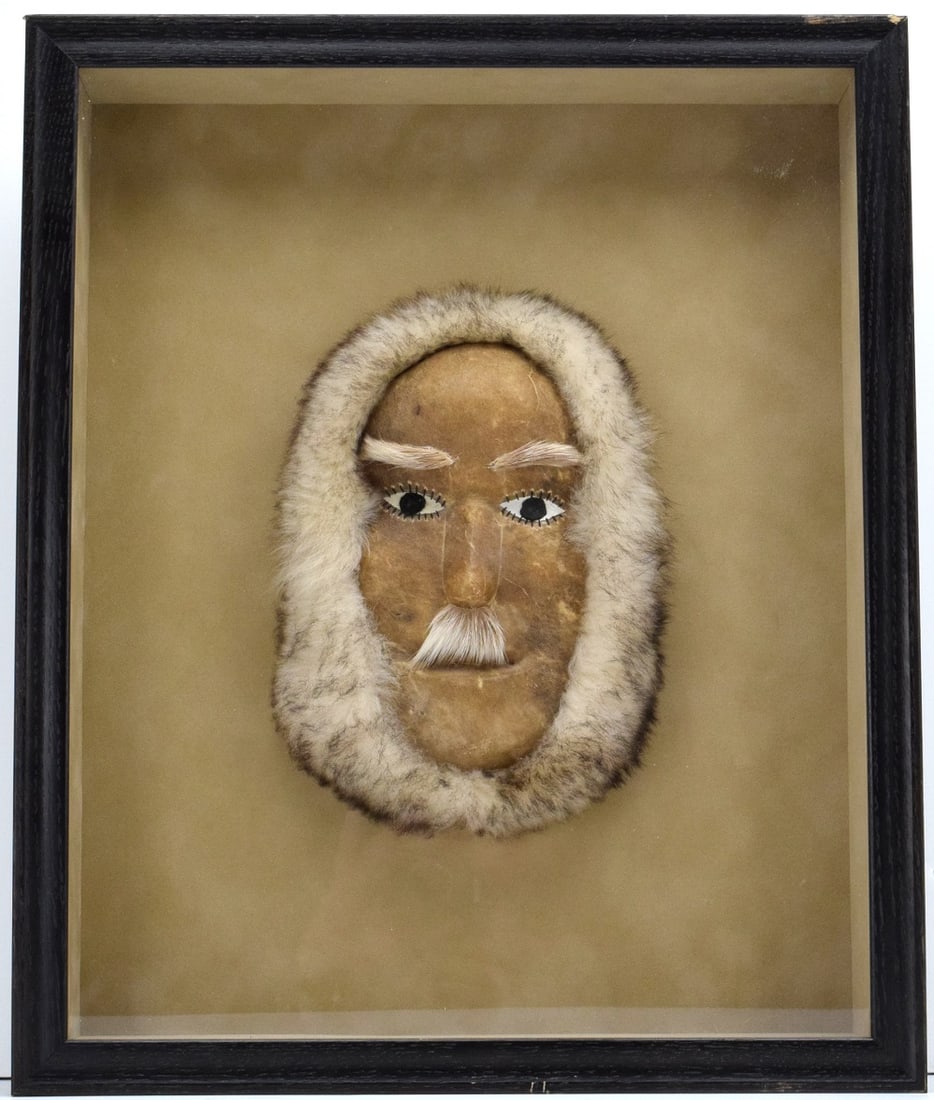 Alaska Native Handmade Mask Leather Handcrafted Eskimo Folk Art Fur Unique! (1 of 3)