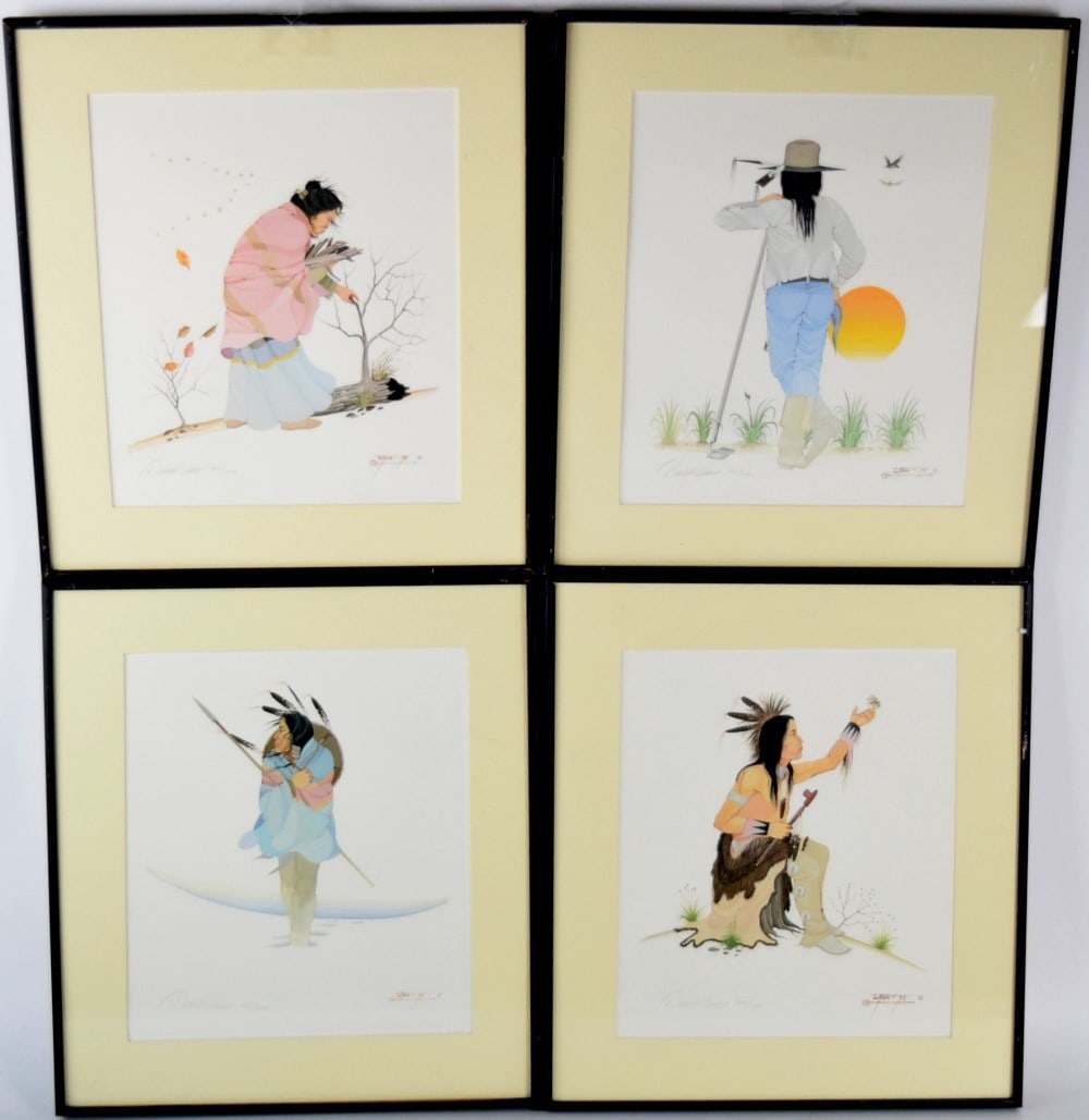 Set of 4 Signed Lithographs By Cherokee Artist Donald Vann (1 of 10)