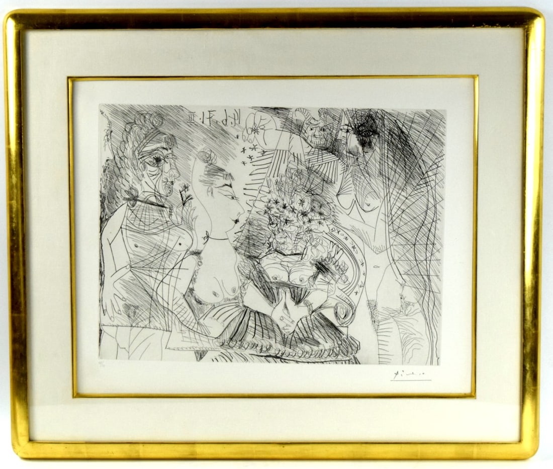 Etching Pablo PICASSO - Les 156, plate 154: The Boss's Day, confetti and imp. Thin slice of Degas (1 of 9)