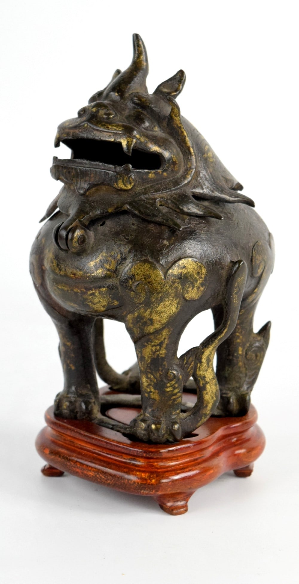 Antique Chinese Foo Dog Bronze Gold Splash Incense Burner (1 of 9)