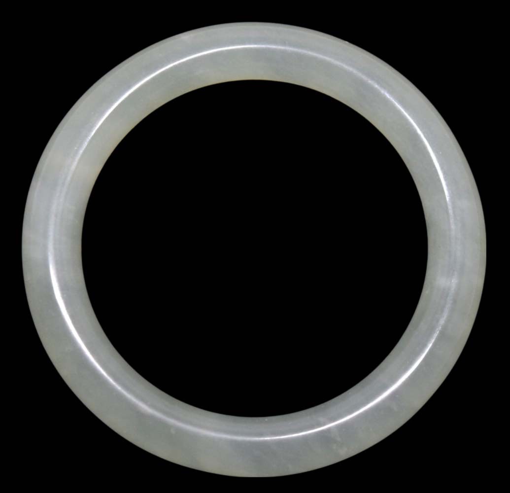 19th C. Chinese Carved White Jade Bangle Bracelet (1 of 8)