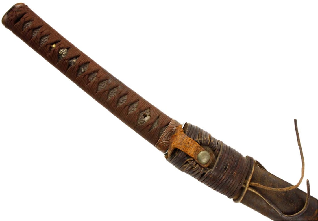 Japanese Samurai KATANA Sword in WW II Mounts. Mystery Blade, Mekugi Replaced with Permanent Brass (1 of 20)