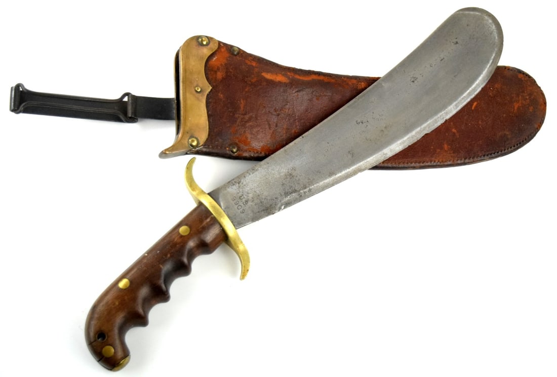 Good US Pre WW I Springfield Armory Bolo Knife & Original Scabbard. Well Marked and Dated 1909. (1 of 16)