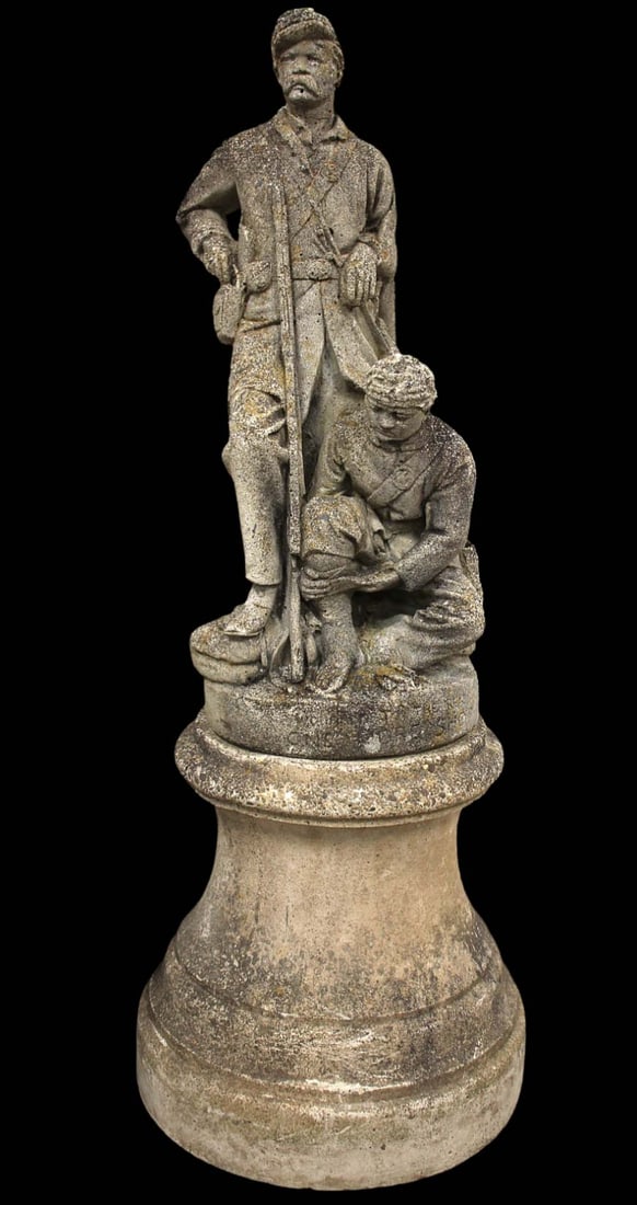 Large Antique Concrete Sculpture Statue After JOHN ROGERS of Two American Civil War Union Soldiers (1 of 20)