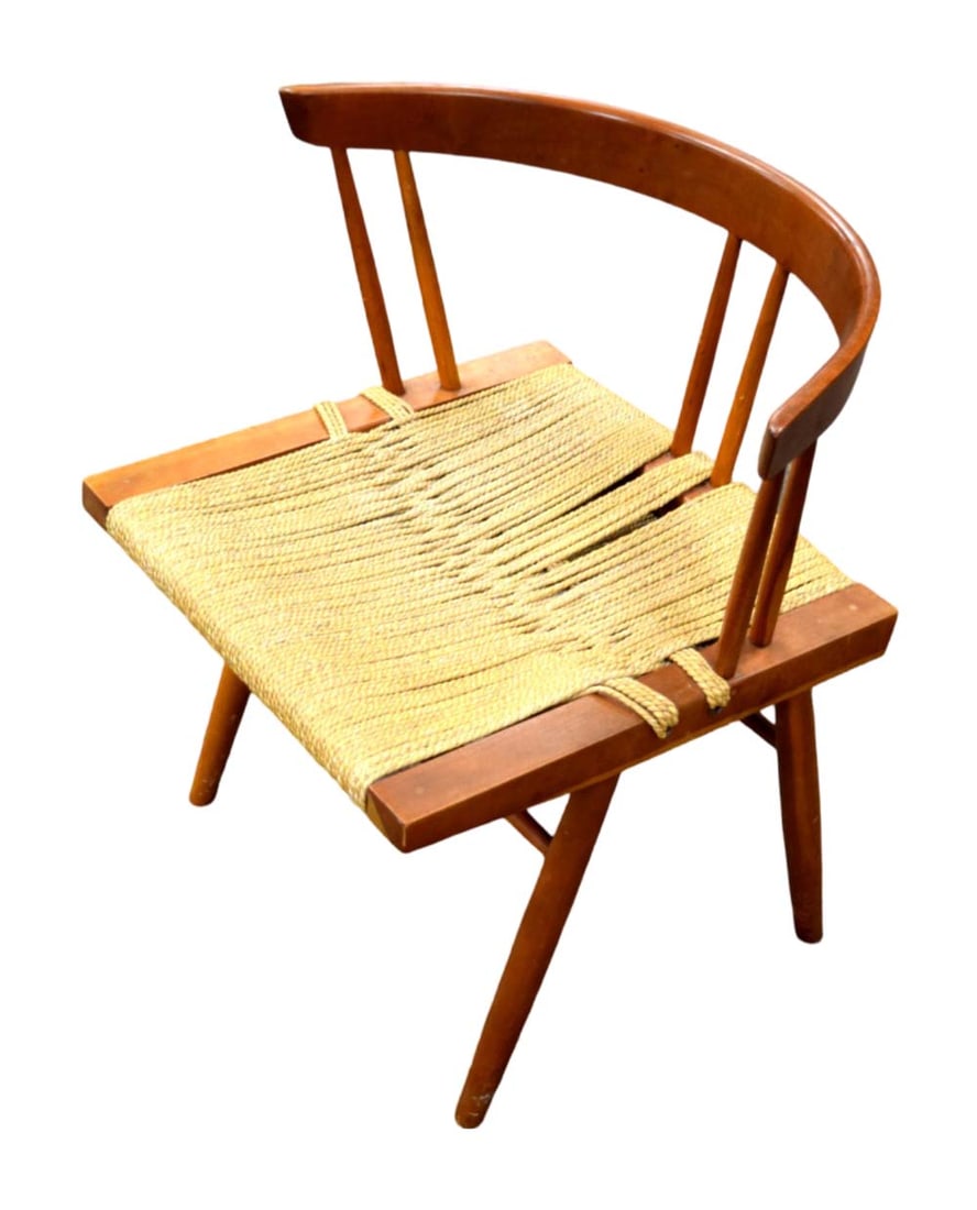Rare Original Grass Seated Cherry Dining Chair by George Nakashima (1 of 9)