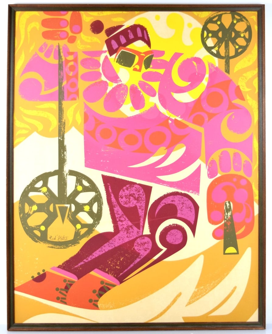 RARE ORIGINAL 1955 MODERNIST SKI COLORADO SKIING POSTER BY RED GATES (1 of 10)