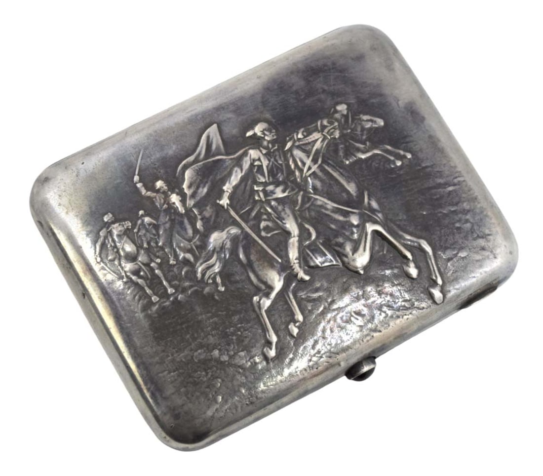 Rare 1920s Russian Soviet Silver Cigarette case  - Red Army Cavalry (1 of 6)