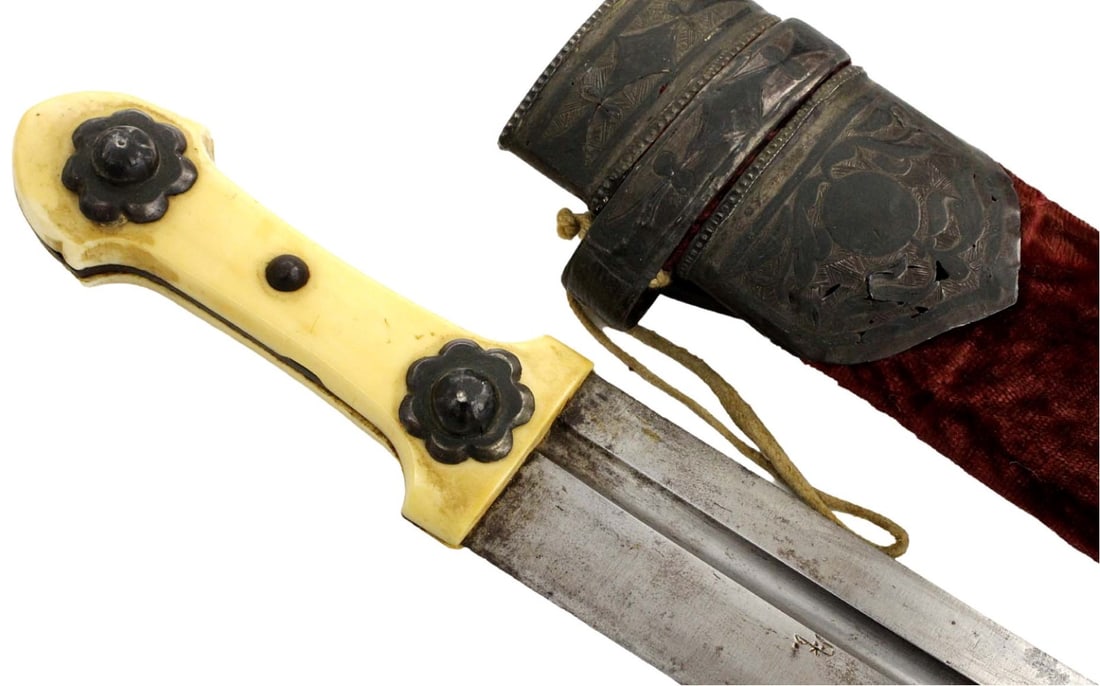 Rare Imperial Russian Caucasian BEBUT Dagger with Side Knife, Niello Silver Mounts Hallmarked & (1 of 20)