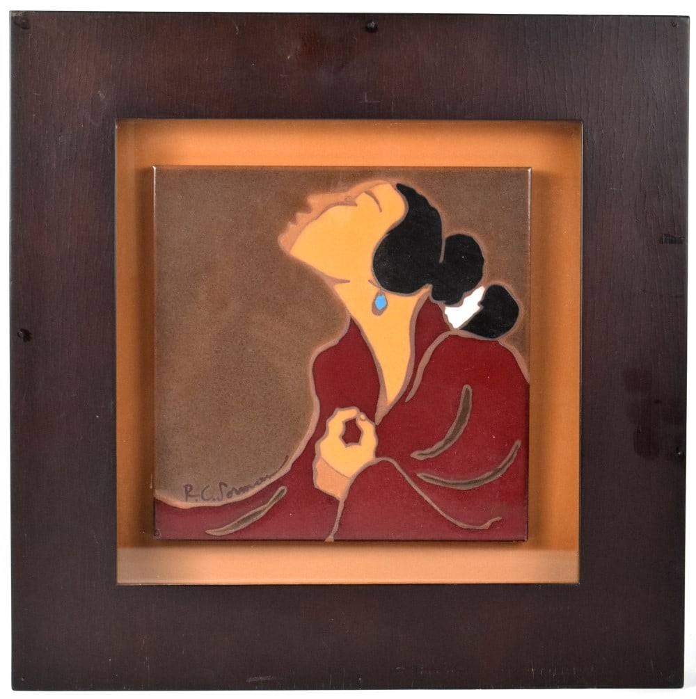 Vintage R.C. GORMAN Southwestern Potttery Signed & Numbered LARGE TRIVET/TILE (1 of 4)